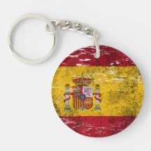 Scuffed and Worn Spanish Flag Acrylic Keychains