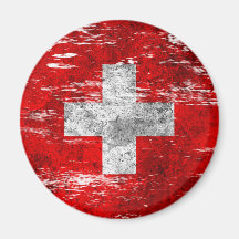 Scuffed and Worn Swiss Flag Magnets