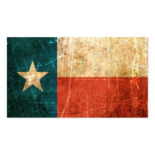 Scuffed and Worn Texas Flag Business Card Templates (front side)