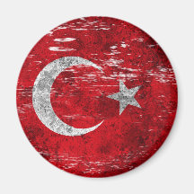 Scuffed and Worn Turkish Flag Refrigerator Magnets