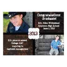Scuffed Leather Look Photo Graduation Announcement