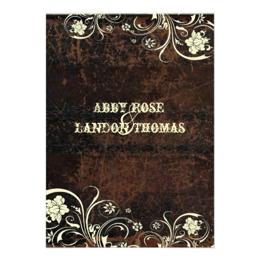 Scuffed Leather Look Wedding Invitation