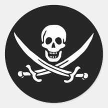 Scull and Crossed Swords Round Sticker