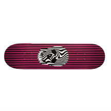 Scull and Stripes, Op Art Custom Skateboard