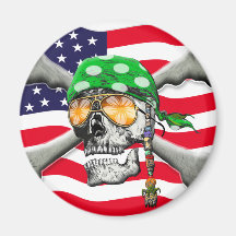 scull cross bones USA American Pirate Magnets