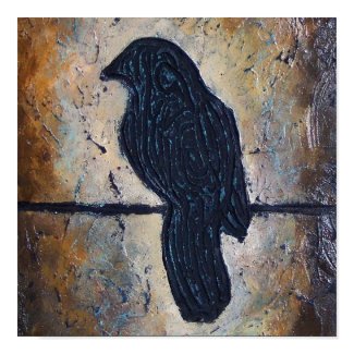 Sculpted Bird on a Wire print