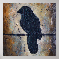 Sculpted Bird on a Wire Posters