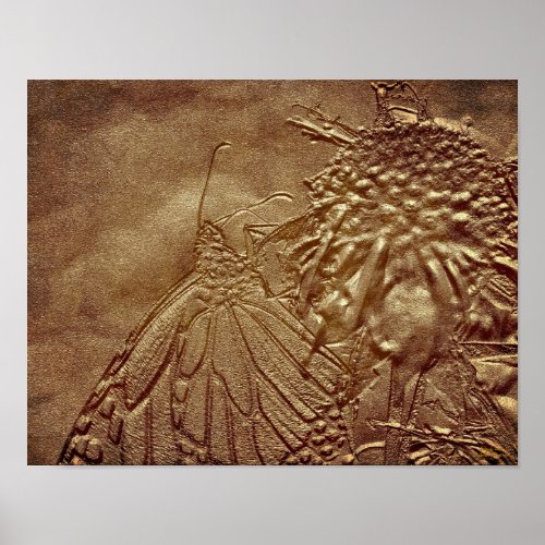 Sculpted Butterfly In Brown Nature Print print