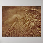 Sculpted Butterfly In Brown Nature Print