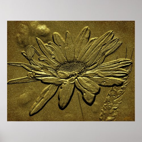 Sculpted Golden Daisy Floral Print print