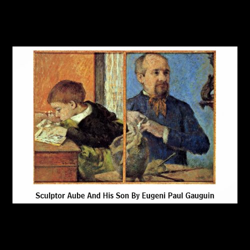 Sculptor Aube And His Son By Eugeni Paul Gauguin Print