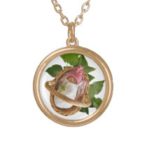 Sculpture: Clay Baby, Pink Hat, Basket, Leaves Custom Jewelry