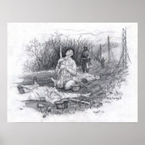Sculpture in white marble print