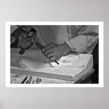 sculpture stone hammer manual work print