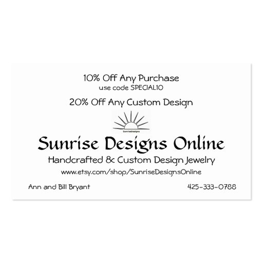 SDO Percent Off Card Business Card Template (front side)