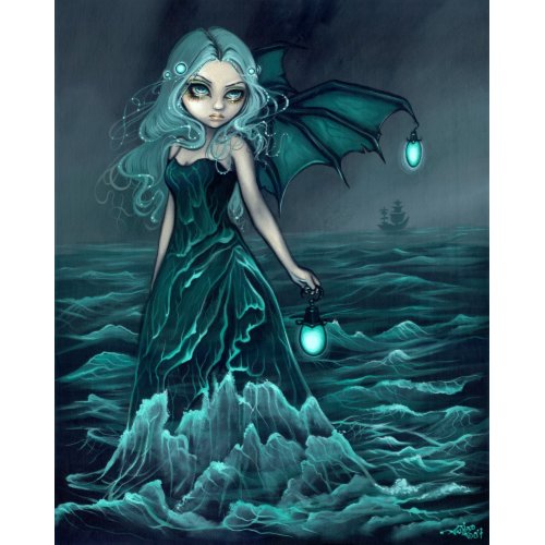 Sea Beacon gothic sea fairy Art Print print