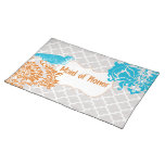 Sea Blue Vintage Bird Coral and Gray Maid of Honor american mojo placemats