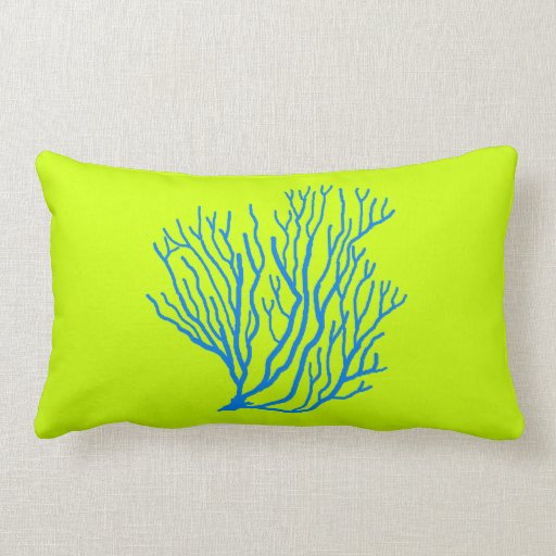 Sea Coral Lime Green and Blue Throw Pillow Zazzle