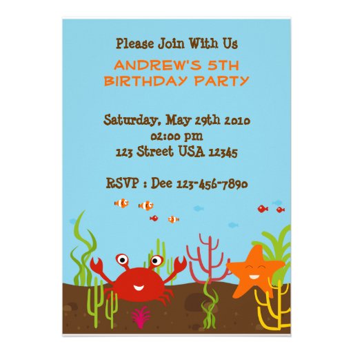 Sea Creature 5x7 Party Invitation