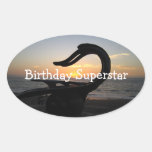 Sea Creature Statue; Happy Birthday Sticker