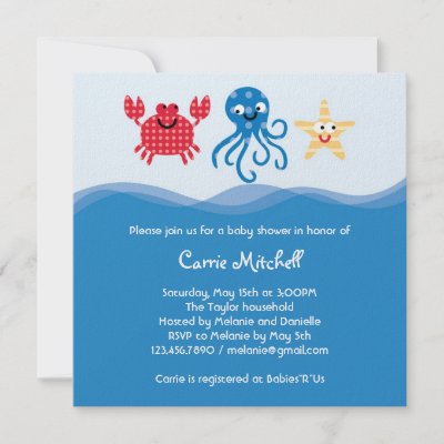 Baby Shower Invitations Beach Theme on Sea Creatures Baby Shower Invitation By Marlenedesigner
