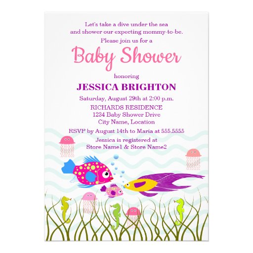 Sea Creatures Baby Shower Invitations