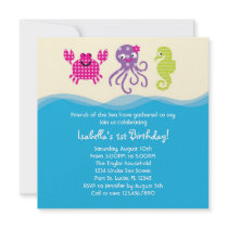 Sea Creatures Girl Birthday Invitation