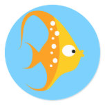 SEA CRITTERS ANGEL FISH Envelope Seals / Toppers Round Stickers