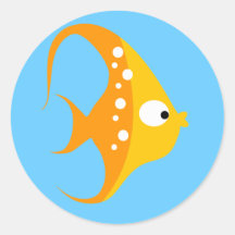 SEA CRITTERS ANGEL FISH Envelope Seals / Toppers Round Stickers