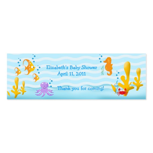 SEA CRITTERS Shower / Birthday Favor Tag Business Card (front side)
