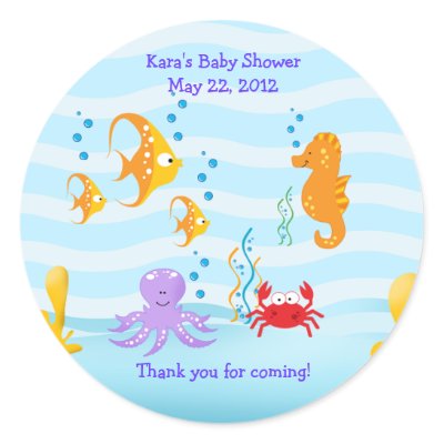    Baby Shower Ideas on Sea Critters Under Sea Baby Shower Favor Sticker By Allpetscherished