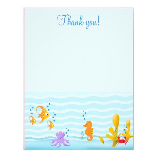 Sea Critters Under the Sea 4x5 Flat Thank you note Invite