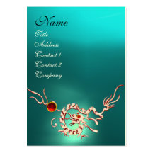 SEA DRAGON 2 AQUAMARINE MONOGRAM blue white red Business Card Template
