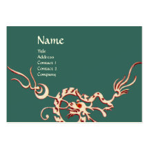 SEA DRAGON 2 MONOGRAM green red black and white Business Card Template
