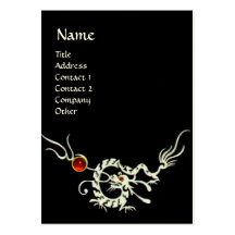 SEA DRAGON 2 RUBY MONOGRAM  black and white red Business Card