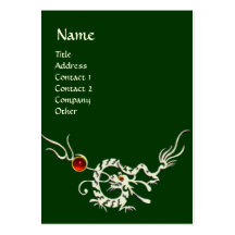 SEA DRAGON 2 RUBY MONOGRAM   white red green Business Card