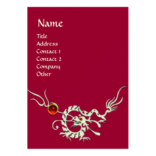 SEA DRAGON 2 RUBY MONOGRAM   white red purple Business Cards (front side)