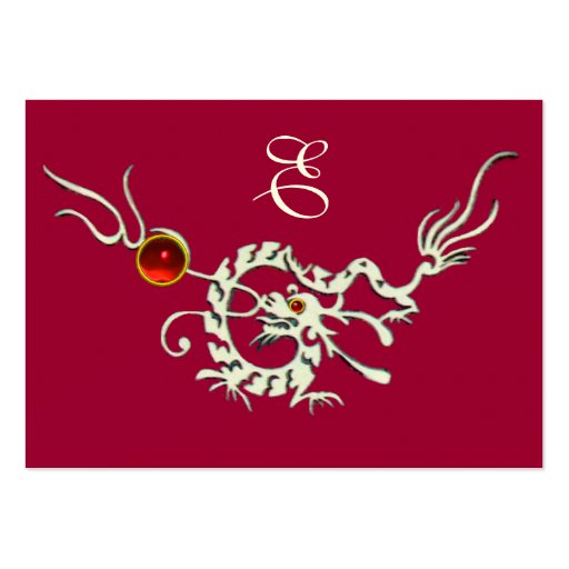 SEA DRAGON 2 RUBY MONOGRAM   white red purple Business Cards (back side)
