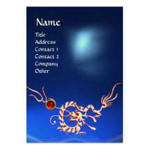 SEA DRAGON 2 TOPAZ MONOGRAM blue white red Business Card Templates