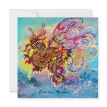 SEA DRAGON blue violet purple black yellow Personalized Invites