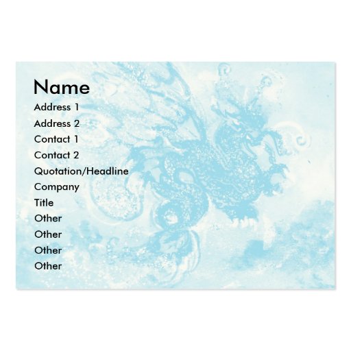 SEA DRAGON , blue yellow pink purple Business Card Template (front side)