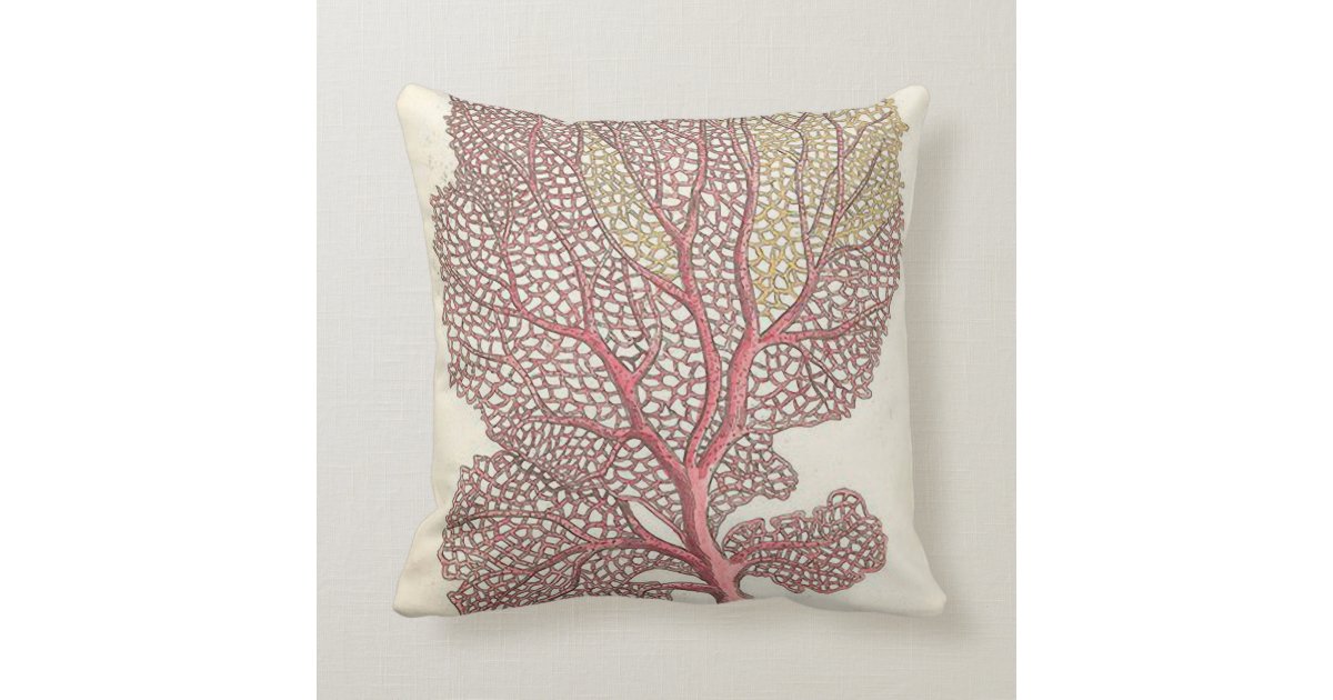 Sea Fan, Coral Pink Nautical Throw Pillow Zazzle