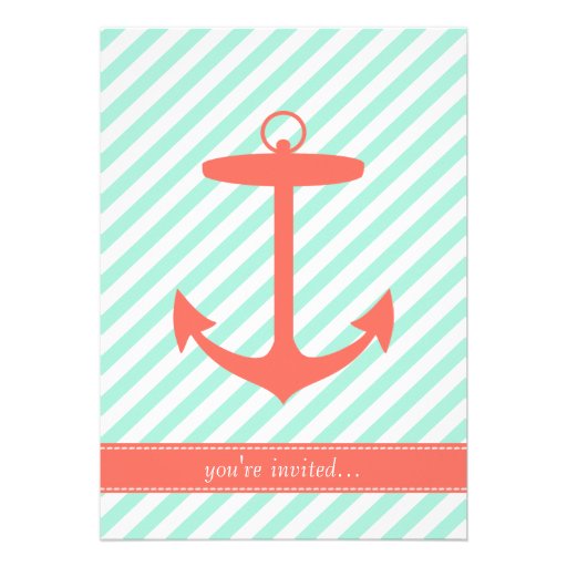 Sea Foam and Coral Anchor Silhouette Cards