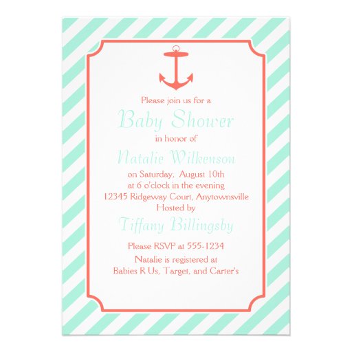 Sea Foam and Coral Anchor Silhouette Cards