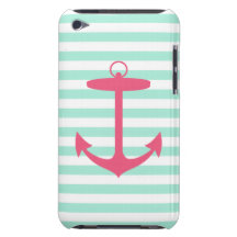 Sea Foam Green and Pink Anchor iPod Touch Case-Mate Case