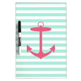Sea Foam Green and Pink Anchor Dry-Erase Boards
