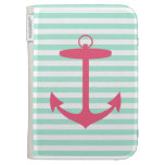 Sea Foam Green and Pink Anchor Kindle 3G Covers