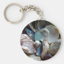 Sea Glass Shell Collected Key Chain