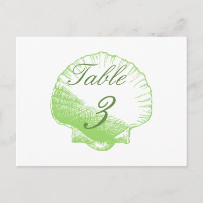 Sea Glass Shells Beach Wedding Table Number Cards Post Card by 
