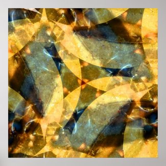 Sea Glass Waltz in Blue and Gold Poster